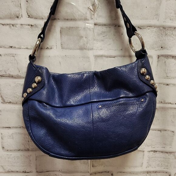 b. makowsky Blue Leather Hobo Bag with Metal Accents - Picture 3 of 5